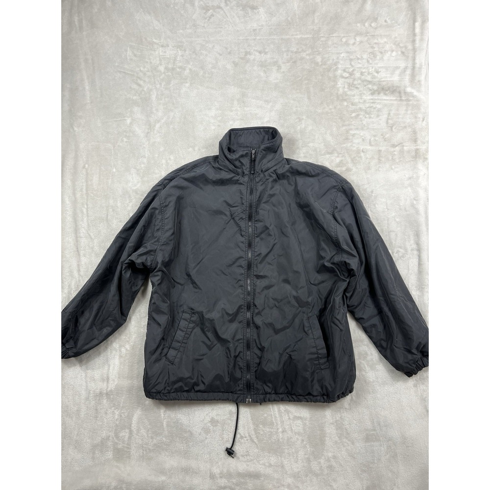 Charles Klein Men's Black Windbreaker Adjustable Fleece Lined No-Hoodie Size XL